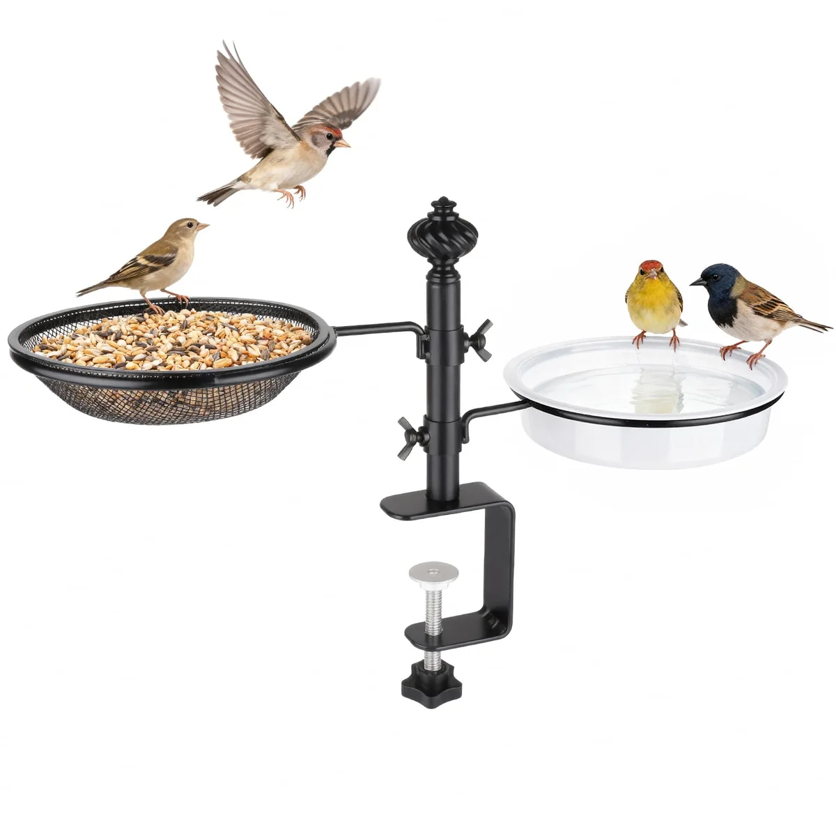 Deck Feeder Tray & Water Bowl — Black