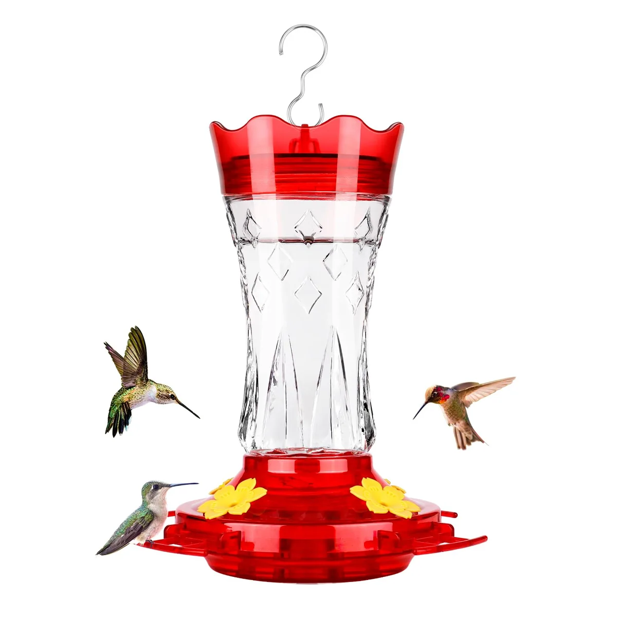 Etched Glass Hummingbird Feeder