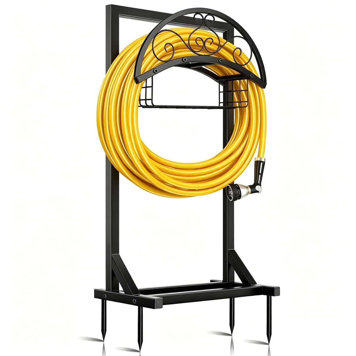 Freestanding Hose Holder with Basket