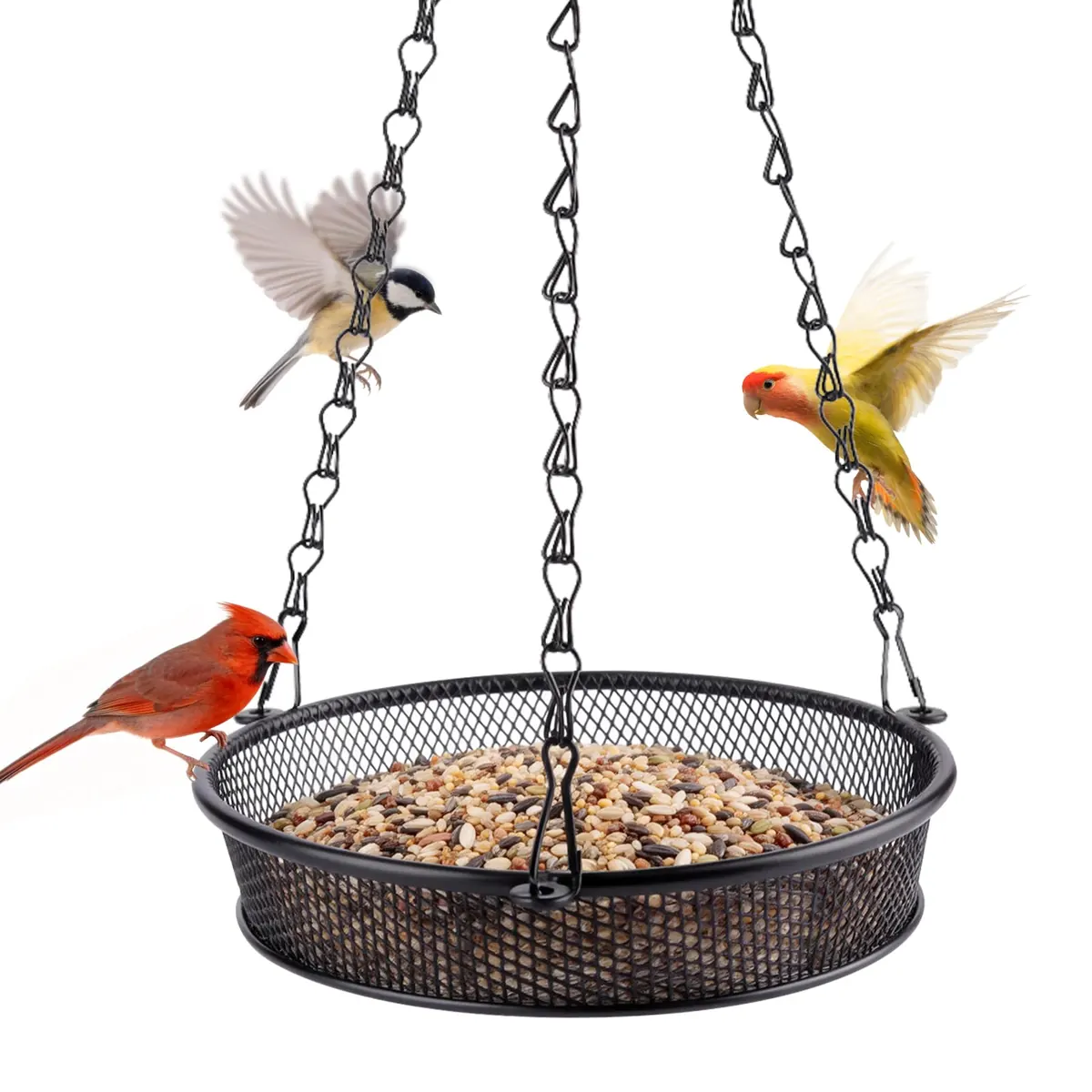 Hanging Platform Bird Feeder — Metal Mesh